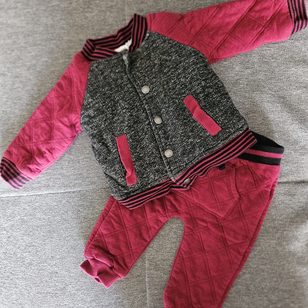 First Impressions Pink and Gray Kids Jogger Set